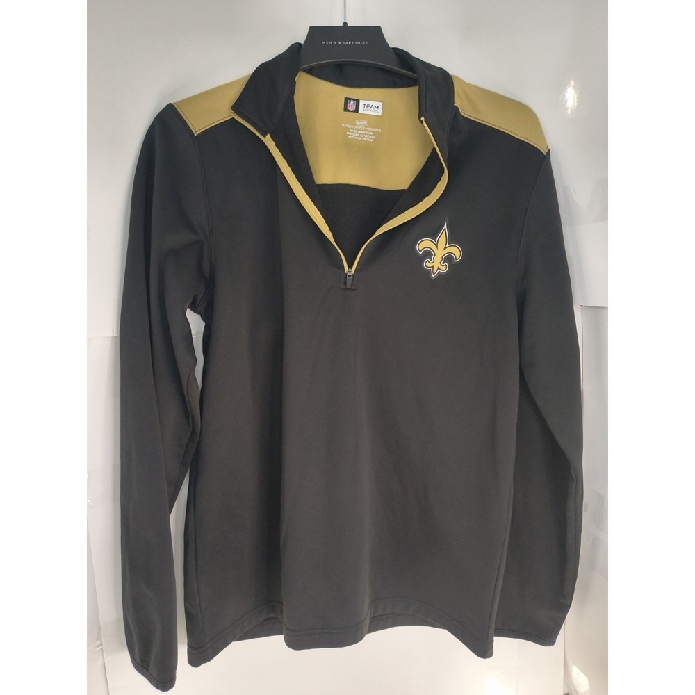 New Orleans Saints 1/4 Zip Pullover NFL Team Apparel Black Gold Men's Medium